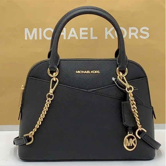 Michael Kors Handbags - Michael Kors Jet Set Travel Medium Saffiano Leather Dome Satchel Black